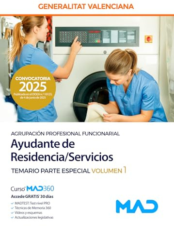 Ayudante de Residencia/Servicios (Agrupación Profesional Funcionarial) de la Generalitat Valenciana Temario Parte Especial volumen 1