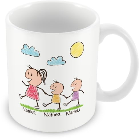 Personalised Mum Mug – Birthday Keepsake, Mum & 2 Kids – Add Names | Personalised mum mug with two children — mum birthday gifts, mummy mugs, add every name at checkout