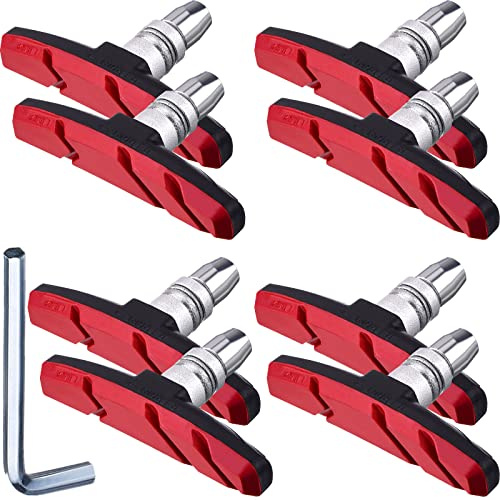 HOTOP 4 Pairs Bike Brake Pads, Mountain V Brake 70mm, Red