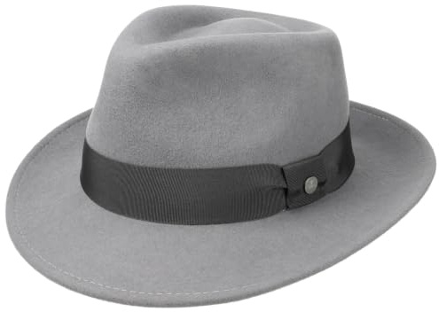 Lierys City Filthatt by Damer/Herrar - herrhatt maffiahatt Bogarthatt med grosgrain band Vinter Höst Sommar Vår Sommar-Vinter - XL (60-61 cm) grå
