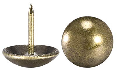 sourcing map Upholstery Nails Tacks 16mm Dia 17mm Height Retro Round Thumb Push Pins Bronze Tone for Furniture Sofa Headboards, 50 Pcs