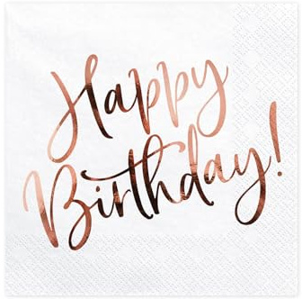 Servietten Happy Birthday Roségold 20Stk./33x33cm