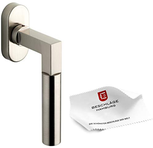 Beschläge Hamburg: Fenstergriffe Fensterklinke GRO PRIME DK 20-07ZAMAK MMN nach Meyer & Gropius — Dreh-Kipp Fenster-Beschlag mit 45° Raster — Fenster-Garnitur in Matt vernickelt/Edelstahl matt