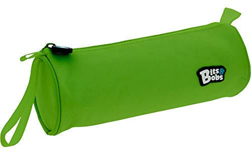 Grafoplas - Estuche Escolar Redondo bits&Bobs, Verde, 23x8cm, Apertura Superior, Asa de Agarre Lateral, Tiradores Laterales, Material Escolar