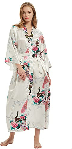 Robe de chambre kimono floral imprimé pour femme - Pour mariage, soirée de liaison, pyjamas, One Size Plus Tall