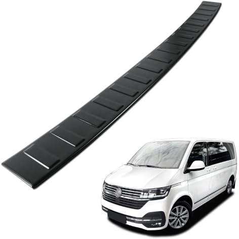 CHROMEMASTER| Ladekantenschutz Stoßstangenschutz | Kompatibel mit VW T6, T6.1 2015+ | Schwarz lackierter Edelstahl, Matte | Lackschutzleiste Sichert den Heckstoßfänger vor Kratzern und Beschädigungen