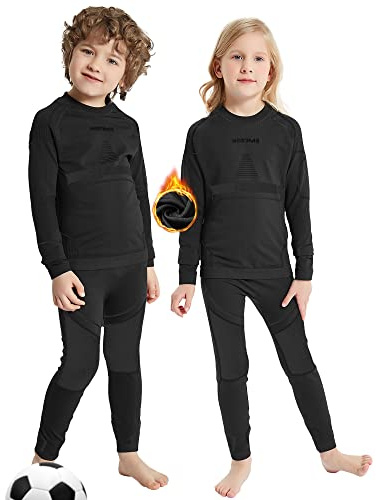 NOOYME Funktionsunderställ för barn, skid-, termo- och sportunderställ som är ventilerande och hudvänligt, för fotboll, (110/116) 110-115cm