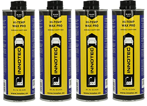 4 Stück Innotec Hi-Temp Wax Dry Schwarz - Next Level Konservierung für Automotive & Industrie - Idealer Unterbodenschutz und Hohlraumkonservierung - Rostschutzmittel für Fahrzeuge - 1 Liter Dose