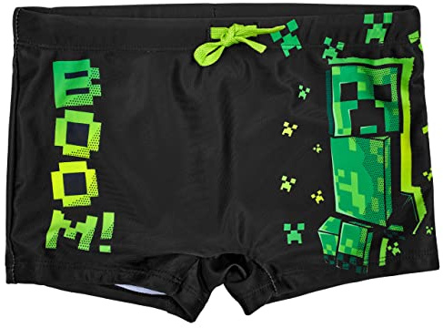 Minecraft Badehose Jungen I Short Kinder mit Creeper Motiv I schnelltrocknende Badehose I Schwimmhose I Schwimmhose Jungen I Badeshorts Jungen I Badehose Jungen I Badehose Kinder I Größe 116-164