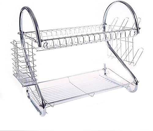 Escurreplatos Grande Escurreplatos Escurridor De 2 Niveles Bandeja De Soporte De Colador Accesorios De Cocina De Acero Inoxidable (Color : Silver) Made in China