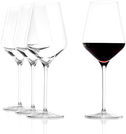 Stölzle Lausitz Red Wine Glasses Quatrophil Set of 4, 19 1/4 oz – Wine Glasses Ideal for Red Wine – Elegant Crystal Glass Goblet for Maximum Aroma – Dishwasher & Shock Resistant