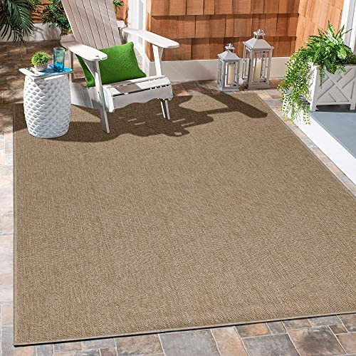 Carpetsale24 Outdoor Teppich 120x170 cm – Wetterfester Teppich für Balkon, Terrasse & Wohnzimmer – Flachgewebe in Jute-Optik, Pflegeleicht & Vielseitig