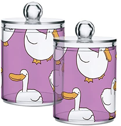 GAIREG Cartoon-Ente auf lila rosa 2 Stück Kunststoff Wattestäbchen Ball Pad Halter, Apothekergläser Badezimmer Zahnbürste