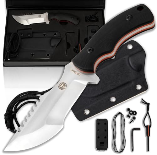 Holtzman's Gorilla Survival Baby Tracker Fixed Blade Hunting & Camping Knife with Fire Starter and Complete Tactical Survival Kit (Black)
