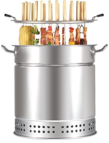 MOWEO Grille de rôtisserie au Charbon de Bois en Acier Inoxydable, Machine à brochettes Verticale, 360 °, pour la Cuisson en Plein air, Le Camping, Le Barbecue dans l'arrière-Cour, la Cuisine