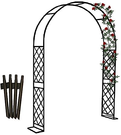 Arche Jardin pour Grimpantes, Arceau à Rosier Grande, pergola en Metal, Arche de Mariage Acier 140cm 180cm 200cm 240cm 280cm 350cm 370cm (Color : Noir, Size : 260cm x 250cm)
