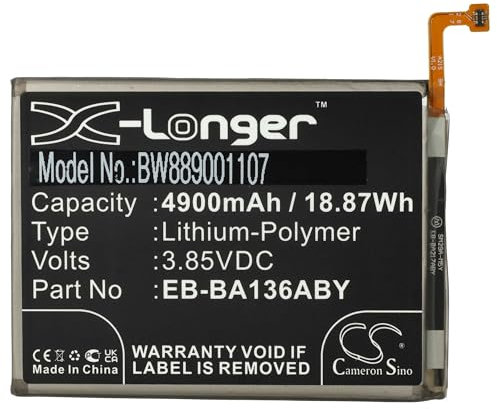 vhbw Akku kompatibel mit Samsung Galaxy A13 5G Handy Smartphone Telefon (4900 mAh, 3,85 V, Li-Polymer)