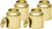 4 pezzi - Lattina per tè in oro - lattina per caffè - lattine di erbe - Scatola per tè - Tè da 100 grammi - Lattina da tè con coperchio interno - lattina per conservazione - contenitore portaoggetti -