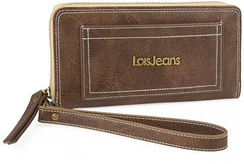 Lois - Clutch - Elegante Handgelenktasche Damen, Portemonnaie Damen & Handtasche Damen, Braun
