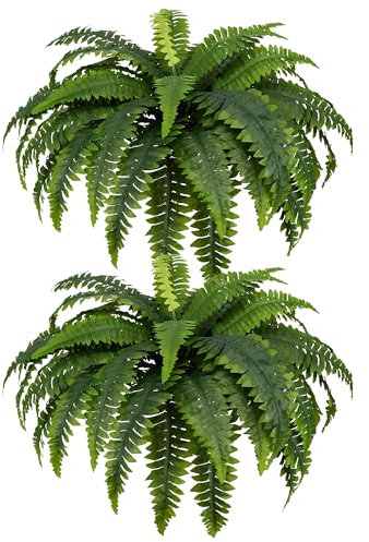 MADL - Juego de 2 helechos artificiales, 59 pulgadas, planta colgante grande, helechos falsos para maceta, jardín, porche, entrada, hogar, alféizar de ventana, patio, decoración de granja