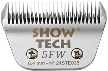 Show Tech Pro Breiter Snap-on Scherkopf #5FW – 6,4 mm Schnittlänge, 68 mm Breite, Karbonstahl mit Chrombeschichtung, Profi-Klinge für Große Hunde, Passend für Heiniger, Andis, Wahl, Oster