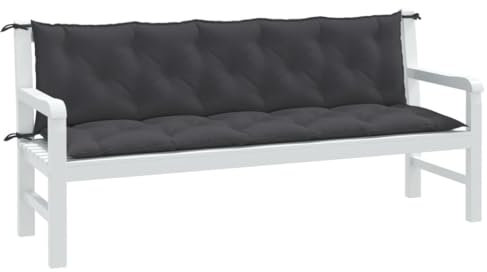 JUDYY Gartenbank-Auflagen 2 STK. Melange Anthrazit 180x50x7 cm Stoff, Terrassenmöbel, Wetterfeste Bank, Outdoor Bank, Parkbank, Garten Banken, Deko Bank, Gartenmöbel - 4002618