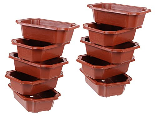 Gogogmee 10stücke Titel Teiliges Rechteckiger Bonsai-töpfe Aus Kunststoff Vintage Blumenpflanztöpfe Für Sukkulenten Und Kleine Pflanzen Für Innen Und Außendekoration
