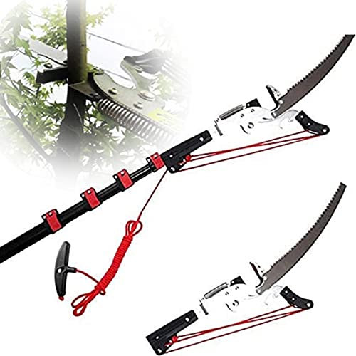 Sierra de barra telescópica, sierra de barra horizontal extensible, podadora telescópica profesional, para podar y podar ramas y hojas, sierra de rama de árbol frutal a gran altura, rojo, 7,2 m / 24