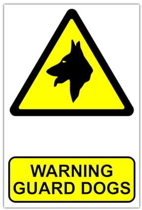 Warning Guard Dog Stickers x2 Peel and Stick 300mm x 200mm Printed and Laminated, Ideal for Home Security, Property Warning Signs, Dog Protection Decals for Windows or Doors