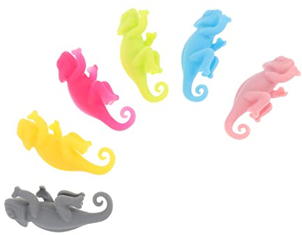 MAGICLULU Silicone Wine Charms and Drink Markers Set, 6-Color Animal Design Glass Charms for Cocktail and Wine Glass Identification, Suitable for Bars and Parties