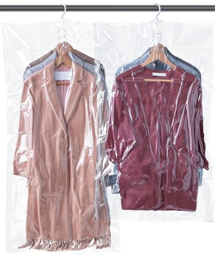Niviy Hängend Transparent vakuumbeutel für kleidung,Mit Kleiderhaken für Aufbewahren von Jacken, Anzüge und Kleid,Spart bis zu 80% Platz,kleidersack vakuum für Zuhause,Reise 2er set 135x67cm+110x67cm