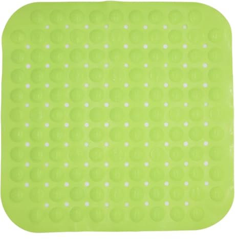Duschmatte,48 x 48cmDuschmatte rutschfest Quadratisch, Badewannenmatte rutschfest, Aufhängern und Ablauflöchern,Bohnengrün