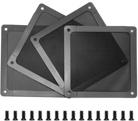 Jesustree PVC-fläktfilter, 120 mm PC-ventilationsgaller, dammsäkert näthölje med magnetisk ram, för dator, strömförsörjning, modem (4 stycken, svart)