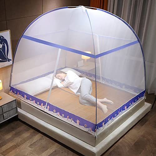 ZOLPINL Pop-Up Mosquito Net Tent for Bed Adults Trip, Large Folding Mosquito Netting with Net Bottom, 360° Effective Protection Suit for Twin to King Size Bed,M,1.2X2M