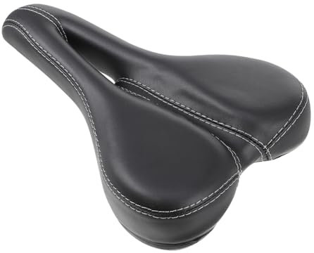 SKISUNO Sellino Bicicletta Comodo in Pelle Pu Nero Struttura Traforata Traspirante e Assorbimento Vibrazioni per Ciclismo Flessibile e Resistente