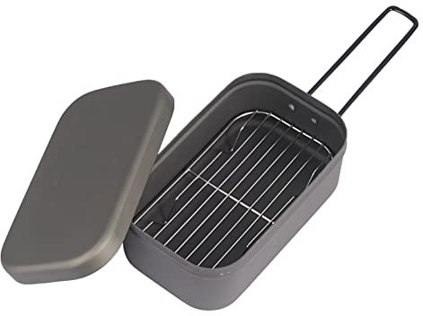 Lunchbox für Outdoor-Aktivitäten, Wandern, Camping, leicht, faltbarer Griff mit Deckel, Aluminiumlegierung, Campingzubehör