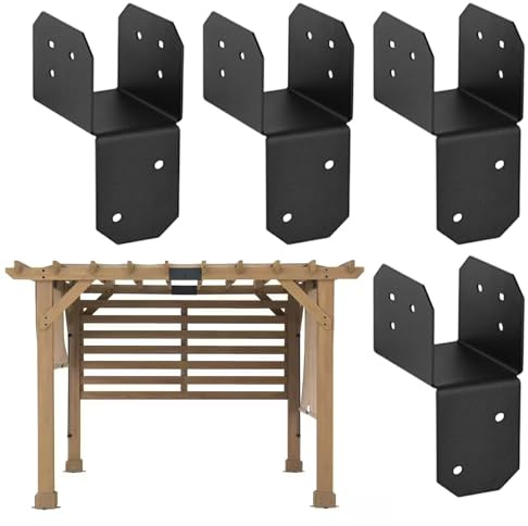 Halterungen für Holzpfosten - 4 Stück Stahlmontage Ordnunghaken Halterungen,Rostfreie Hülse Fester Verbinder Für Carports Gartenhäuser Dachbalken Innen Außen Überdachungen