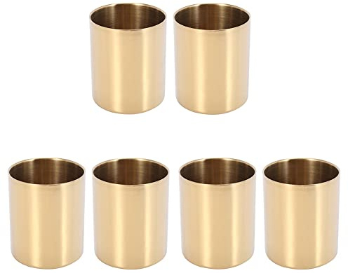 Janasiba 6 Teiliger Bleistift Becher Halter Stift Topf Makeup Pinsel Halter Schreibtisch Schreibwaren Organizer Edelstahl (Gold)