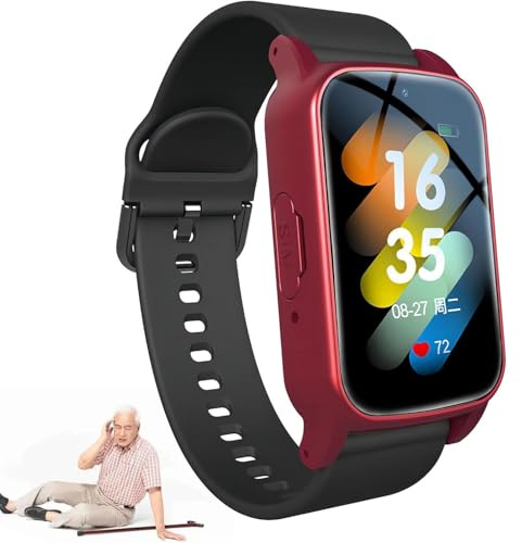 Orologio intelligente con rilevamento delle cadute, dispositivo di allarme di emergenza 4G con videochiamata HD, design impermeabile, monitoraggio della salute per anziani con demenza