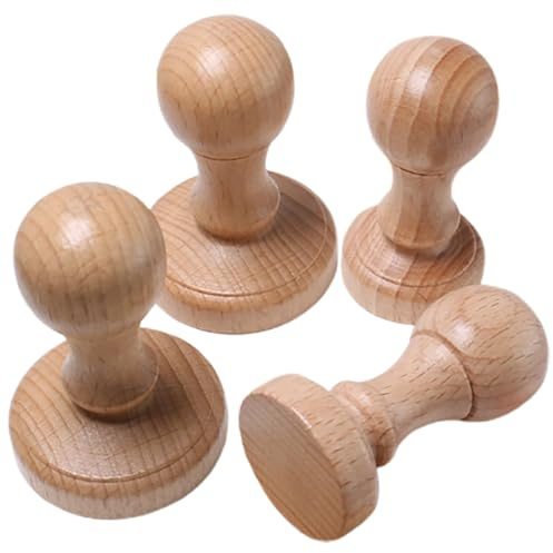 PRETYZOOM Kit de 4 Mangos de Sello de Madera Creativos para Manualidades, Tamaño 30-45 Mm, Ergonómicos y Fáciles de Montar, Ideales para Aula, Oficina y Proyectos DIY