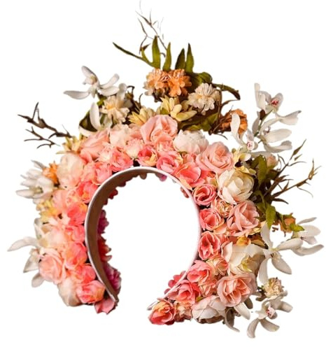 Blomsterkrans av konstgjorda blommor, Blommigt pannband Flerfärgad kvinnor bröllop håraccessoarer(Color5)