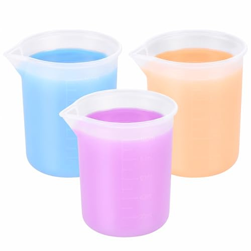 Vaso medidor de detergente líquido de silicona de 100 ml, reutilizable, para evitar derrames y desorden en el hogar o la residencia estudiantil (paquete de 3).
