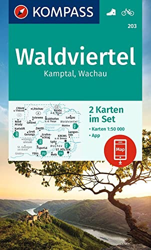 KOMPASS Wanderkarten-Set 203 Waldviertel, Kamptal, Wachau (2 Karten) 1:50.000: inklusive Karte zur offline Verwendung in der KOMPASS-App. Fahrradfahren.