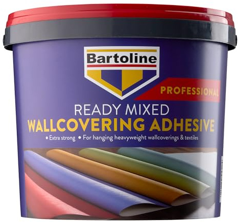 Bartoline Extra Strong Professional Ready Mixed Wallcovering Adhesive 5 kg, Adhesive for Vinyl, Textiles, Hessians and Polystyrene Tiles, Easy to Apply, High Initial Tack, Smooth Finish