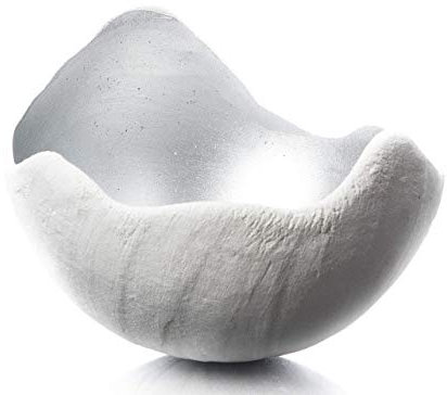 Lichtschale silber - M (20cm) - Beton weiss - Unikat handmade - Geburtstagsgeschenk - Einzigartiges Geschenk - Weihnachtsgeschenk - Hochzeitsgeschenk