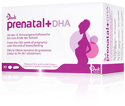 prenatal+DHA Denk: Nahrungsergänzungsmittel ab der 13. Schwangerschaftswoche mit Vitaminen und Jod, 30 Filmtabletten und 30 Kapseln