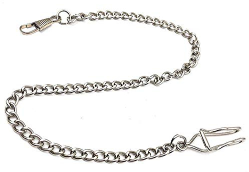 Yesmin 1 chaîne de montre de poche, chaîne de montre de poche, utilisée pour la ceinture de gilet, Argenté., Classique