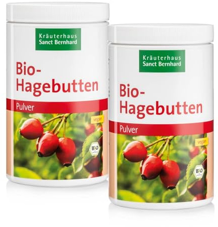 Sanct Bernhard Bio-Hagebutten Pulver, vegan, für Smoothies, Shakes, Müslis, Inhalt 1 kg