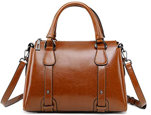 Coolives Damen Tasche aus Leder Handtasche Henkeltasche Umhängetasche Schultertasche Braun EINWEG
