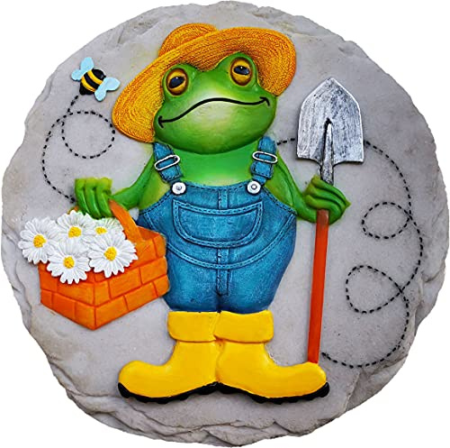 Spoontiques - Gartendeko - Frosch Bauerner Trittstein - Dekostein für den Garten